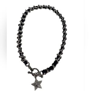 Vintage Y2K Juicy Couture Chunky Chain Silver Crystal Star Necklace